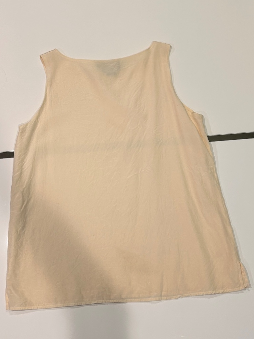 Soft White or Cream Silk Tank Top w Build-in Bra Straps